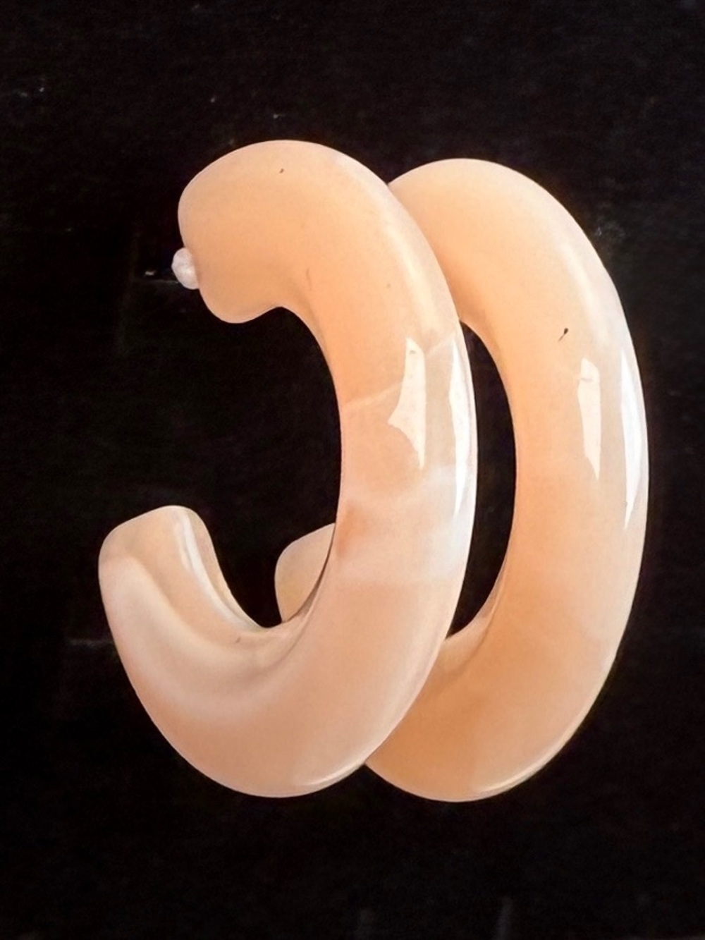 Vintage Beige Swirl Half Hoop Pierced Earrings